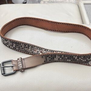 Studded Brown Leather Belt